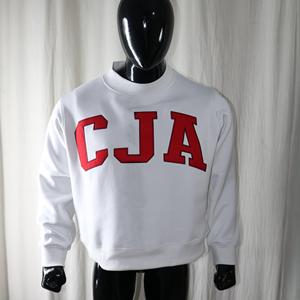 CJA WHITE Mock Neck Sweatshirt 100% Cotton RED <b>Applique</b> Embroidery wide neck Sweatshirt URBAN PRODUCTIONS - Product Image 2