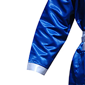 Robe de boxe bleue à capuche en polyester imperméable avec bordure blanche pour homme adulte, coupe ample, marque personnalisée - Product Image 5