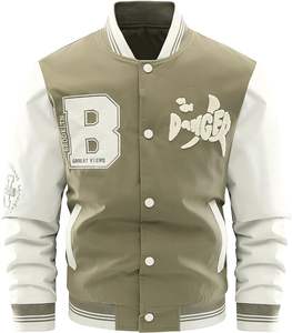 Chaqueta Varsity para Hombre, Estilo Hip Hop, con Parches, Bordado de Letras, Flocado, Holgada, Informal, Chaqueta de Béisbol Unisex, Estilo Urbano Retro de Invierno - Product Image 1