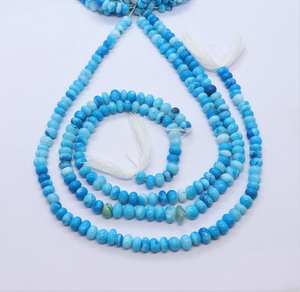 Perles en opale bleu ardoise à pois, forme ronde, 6-7 mm, opale bleu ciel, opale bleu dégradé, pour la création de bijoux - Product Image 1