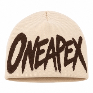 Custom Cream Knit Beanie Hat Brown Custom Logo Ribbed <b>Winter</b> <b>Cap</b> Unisex Streetwear Fashion Headwear Wholesale Bulk Manufacturer - Product Image 1