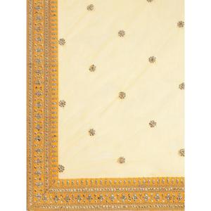 Colección DE ROPA DE BODA bordada Lehenga Choli de satén amarillo hipnótico - Product Image 2