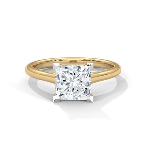 14K Gold 1 CT Princess Cut Lab Grown Diamond Prong Setting <b>Solitaire</b> Engagement <b>Ring</b> Yellow Gold Luxury Classic Jewelry - Product Image 1