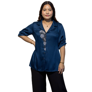 Camisa de Mujer de Algodón Giza Azul Premium, Estilo Casual Elegante para Uso Diario, Proveedor - Product Image 1