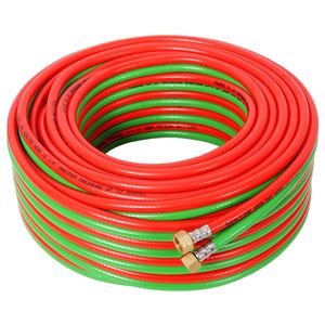 Tubo Flessibile Doppio per Torcia Ossigeno-Acetilene 9/16'' con Raccordi 18 B, 50 Piedi, 1/4 di Pollice, per Saldatura e Taglio - Product Image 2