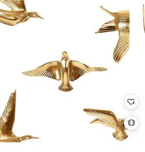 Ensemble d'art mural en laiton plaqué or avec oiseaux en vol, décoration moderne pour la maison, artisanat en métal, pièce d'art décorative suspendue - Product Image 4