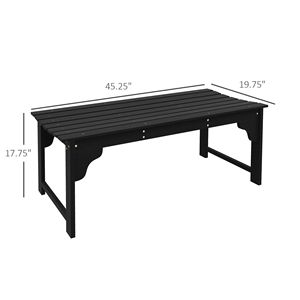 Panca da Giardino in Alluminio Pressofuso con Seduta Curva in Legno Nero per Patio e Cortile, Realizzata in Ferro e Metallo - Product Image 3