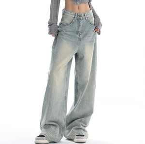 Venta al por mayor de pantalones vaqueros holgados vintage de cintura baja para mujer, lavado ácido, 100% algodón, pantalones vaqueros holgados para mujer - Product Image 5