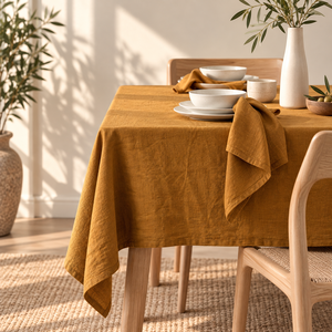 Nappe de table en lin de lin pur, faite à la main, douce au toucher, lavable, de luxe, pour usage domestique, qualité supérieure - Product Image 3