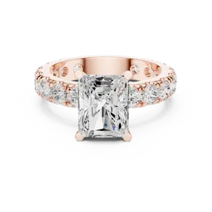 Bague de fiançailles en diamant de laboratoire taille radiant 3 carats, or massif 18 carats, certifiée IGI, avec large bande d'éternité accentuée, VVS E-F - Product Image 3