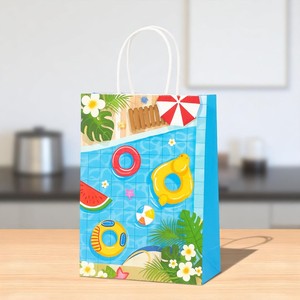 Sac de bain écologique en papier kraft de luxe avec cordon Accessoires de piscine pour enfants et adultes pour le stockage des aliments et la décoration de la maison - Product Image 1