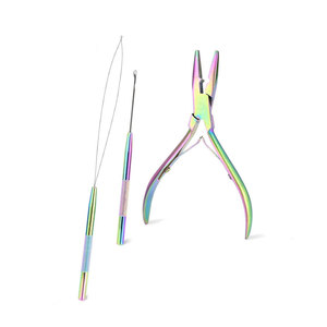 Complete Hair Extension Tool Kit Stainless Steel Pliers Hook <b>Needle</b> Pulling Loop Micro Rings <b>Beads</b> Thread Professional Salon - Product Image 5