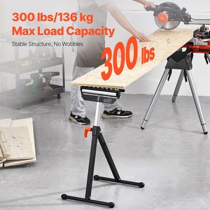 Supporto a Rulli Multidirezionale Lucidato da 11,5 Pollici per Carichi Pesanti, Capacità di Carico 300 lb, Altezza Regolabile, Banco da Lavoro Pieghevole per Falegnameria - Product Image 1