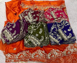Fendy Satin Cutwork Sequence <b>Saree</b> Sequence Butti Designer <b>Saree</b> Glamour Cutwork Border <b>Saree</b> Wedding Glam Fendy Satin <b>Saree</b> - Product Image 5