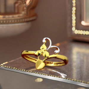 แหวนลายวนสองสีที่ละเอียดอ่อน |   เครื่องประดับทองคำดีไซน์ดอกไม้สมัยใหม่ |   ของขวัญที่สมบูรณ์แบบสำหรับเด็กผู้หญิงและผู้หญิง - Product Image 1