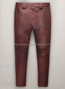 Pantalones de cuero de vaca genuino occidental americano de moda para hombres Pantalones de cuero de motorista Pantalones de cuero para hombres con cordones negros. - Product Image 2