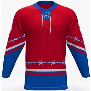 Camisetas de Hockey sobre Hielo Unisex para Equipos Nacionales, Servicio OEM, Sublimación Personalizada, 100% Poliéster, Malla Transpirable, Antibacteriana - Product Image 1