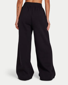 Wide Leg Cotton Pants Solid <b>Black</b> Full Length Elastic Waist Casual Loose Fit Autumn Knitted <b>Women's</b> <b>Trousers</b> Anti-wrinkle <b>satin</b> - Product Image 6