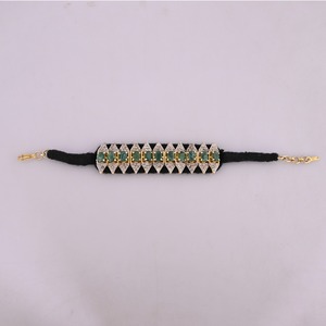 Premium Designer Handmade Luxury 925 Sterling Silver Threaded Bracelet with Natural <b>Emerald</b> Diamond Jewelry for Women Party Gift - Product Image 2