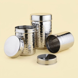 Juego de 3 Recipientes de Hierro con Estampado Floral Azul, Tarros de Almacenamiento de Cocina de Metal Estilo Vintage para Alimentos, Té, Café, Azúcar - Product Image 3