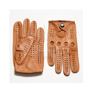 Wholesale Unisex Orange Leather Waterproof Driving Gloves Full Finger Breathable Non-Slip Adjustable Wrist <b>Strap</b> Winter - Product Image 4