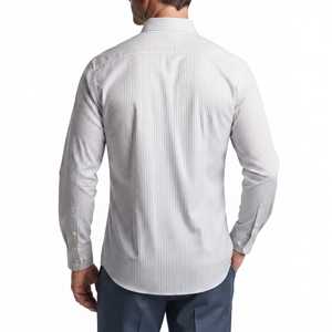WIZE INTERNATIONAL <b>Men's</b> <b>Striped</b> Dress <b>Shirt</b> <b>Long</b> <b>Sleeve</b> Button Down Collar Cotton Poplin Smart Casual Spring Wear - Product Image 2