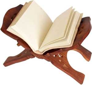Support en bois clair avec motifs floraux découpés au laser, pieds courbés, surface inclinée, décoration traditionnelle faite à la main - Product Image 3