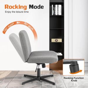 Sedia Girevole Regolabile Senza Braccioli con Gambe Incrociate per Ufficio e Casa, Sedia in Tessuto per Soggiorno e Gaming - Product Image 3