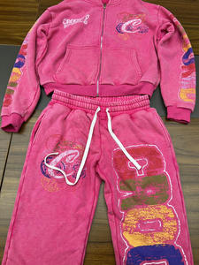 <b>Pink</b> Men's Plus Size 100% Cotton Solid Winter 2 in 1 Tracksuit <b>Set</b> Hooded Sweatshirt Jogger Pants Fleece Casual <b>Gym</b> Outfit - Product Image 2