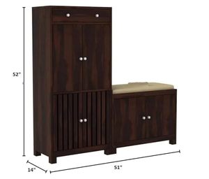 Zapatero de madera con asiento, mueble zapatero de madera maciza para el hogar, zapatero grande con puerta, armario de almacenamiento para sala de estar - Product Image 3