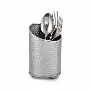 Latest Arrival Metal Cutlery <b>Caddy</b> Cylindrical Hammered Finish <b>Kitchen</b> Storage Holder Single Tier Standing Type <b>Caddy</b> - Product Image 1