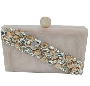 Luxury Yellow Amber Resin Storage <b>Bag</b> Evening <b>Clutch</b> <b>Bag</b> Metal Top Handle Crystal Triangle Inlay Marble Bridal Party Handbag - Product Image 6