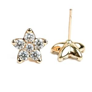 Pendientes de oro macizo de 14K y 18K con diamantes redondos certificados por IGI y diseño de estrella y flor para mujer, pendientes de moissanita con forma de flor, regalo para ella. - Product Image 4