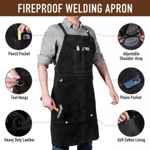 Premium Cowhide Split Leather Welding <b>Work</b> <b>Apron</b> Heat Resistant Flame Retardant Bib <b>Apron</b> Industrial Safety Body Protection - Product Image 5