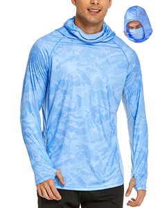 Chemise de pêche pour homme, légère, anti-UV, avec capuche et masque, UPF 50+, 100% polyester, grandes tailles - Product Image 1