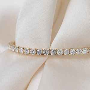 Élégant Bracelet Tennis Hip Hop en Moissanite Plaqué Or Rose Style Diamant, Coupe Ronde Brillante, Bijou Unisexe, Cadeau Tendance Quotidienne - Product Image 6