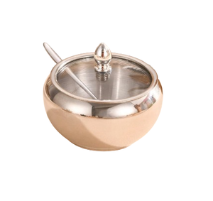 Bol à sel en acier inoxydable plaqué cuivre, récipient moderne, pot à sucre en acier, fabriqué en Inde - Product Image 1