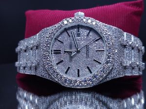 นาฬิกาข้อมือผู้ชายแบบกลไก ดีไซน์ฮิปฮอป หน้าปัดกระจกอะนาล็อกทรงสี่เหลี่ยมคุณภาพสูง ประดับเพชรโมอิสซาไนต์ VVS ขายดี ตกแต่งได้ตามต้องการ - Product Image 2
