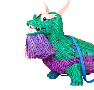 Cesta de Almacenamiento de Ratán Ecológica con Forma de Dragón Verde, Divertida Bolsa Organizadora de Mimbre Tejida a Mano con Forma de Animal Mítico - Product Image 4