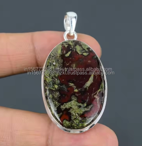 Natural 925 Sterling Silver Classic Designer <b>Pendant</b> Bloodstone Gemstone Birthstone Cushion Fine <b>Pendants</b> & Charms Necklace Gift - Product Image 1
