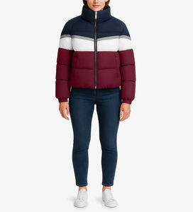 เสื้อแจ็คเก็ตพัฟเฟอร์สีสันทันสมัย ดีไซน์เก๋ไก๋แบบเย็บต่อสี  พร้อมซิปปิด  เสื้อโค้ทกันหนาวสำหรับฤดูหนาว  สไตล์สตรีทแวร์ลำลองสำหรับกิจกรรมกลางแจ้ง - Product Image 3