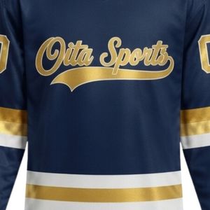 Conjunto de Camiseta y Pantalones Cortos de Hockey sobre Hielo Sublimados en Azul Marino y Dorado para Hombre, Cuello en V, Rayas, Poliéster, Ropa Deportiva, Uniforme de Entrenamiento - Product Image 5