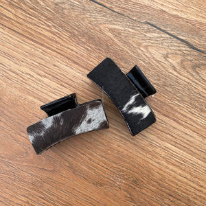 Pinzas para el pelo de piel de vaca occidentales hechas a mano, pinzas para el pelo personalizadas, accesorios de cuero genuino para ocultar el pelo para mujer - Product Image 4
