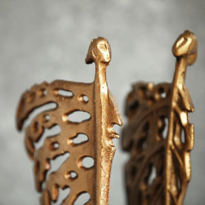 Vente flash - Sculpture abstraite moderne en métal en forme de feuille, statue décorative en aluminium pour table, décoration de salon, bureau, cadeau fait main - Product Image 5