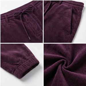 กางเกงกีฬาขายาวแบบเรโทรสำหรับผู้ชายกางเกงเอวตรงเอวยางยืดทำจากผ้าขนสัตว์ทรงหลวมลำลอง - Product Image 4