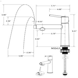 Rubinetto da Bagno Moderno Grigio Canna di Fucile a 2 Maniglie con Design a Montaggio su Piano e Modalità di Flusso a Fontana - Product Image 2