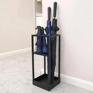Modern <b>Black</b> Geometric Hexagon Pattern Metal Umbrella Stand Cylindrical Entryway Walking Stick Cane Holder Drip Tray <b>Bin</b> - Product Image 3