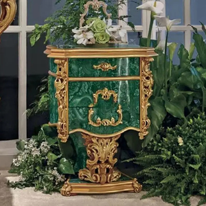 จัดส่งฟรี เฟอร์นิเจอร์บ้าน Kiky รุ่น BD-LUX04 เตียงคิงไซส์หุ้มเบาะไม้มะฮอกกานีสีทองหรูหราสไตล์ยุโรป ชุดห้องนอน - Product Image 5