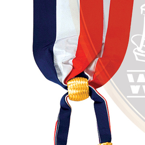 Cinta Ceremonial Tradicional de Lujo Tricolor de Seda/Poliéster Hecha a Mano con Borlas Doradas Colores y Tamaños Personalizables WOK - Product Image 3
