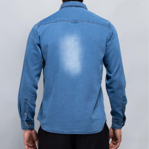เสื้อเชิ้ตเดนิมผู้ชายแขนยาว สีพื้น สไตล์ลำลอง ปกคอปก ผ้าฝ้ายสโตนวอช ทรงปกติ ระบายอากาศได้ดี - Product Image 5